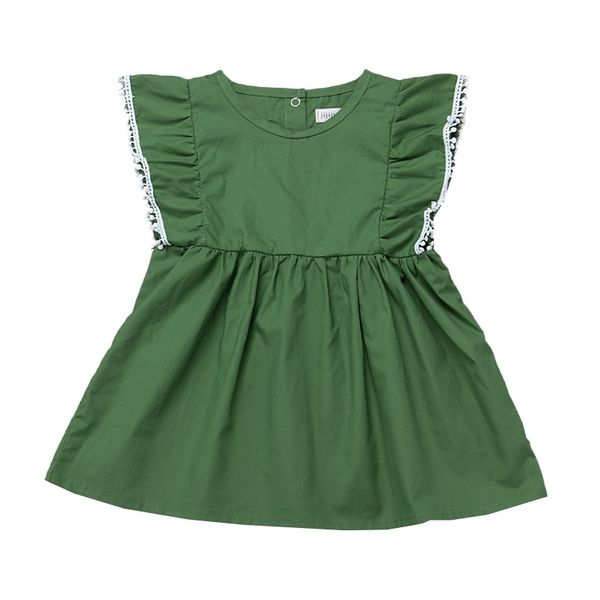 

2021 summer girls dress sleeveless baby lace tassel princess dress skirt fashion green kids party dress 80-120cm h236s3m, Red;yellow