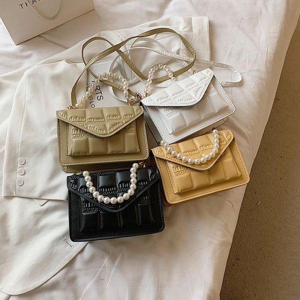 

duffel bags pure color small bag 2021 summer korean version of simple messenger shoulder western style pearl texture square ba