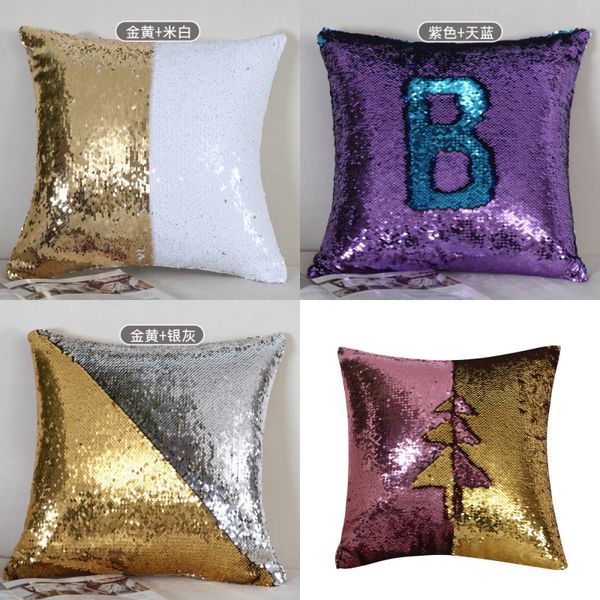 Fodere per cuscini con paillettes Fodere per cuscini con sirena glitterata Fodere per cuscino con paillettes reversibili Colore magico Decorazioni per la casa 24 Stili 10 pezzi 235 S2