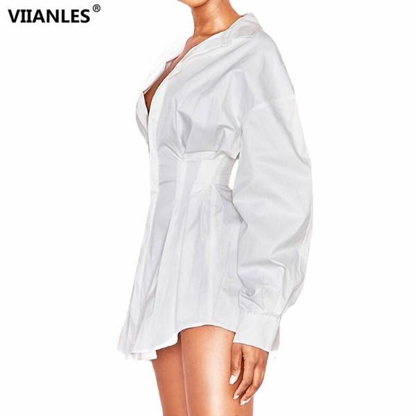 

casual dresses viianles shirt dress women long sleeve mini autumn office female elegant party black plus size white, Black;gray
