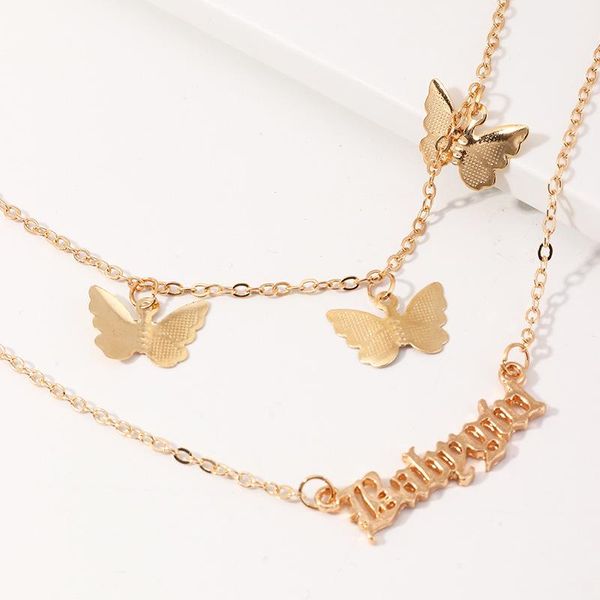 

chokers personalized butterfly necklace simple korean fashion vintage jewelry neck accessories for women, Golden;silver