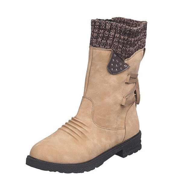 

boots women's shoes 2021 autumn and winter cotton to keep warm fashion features lace rivet decoration size 35-43, Black