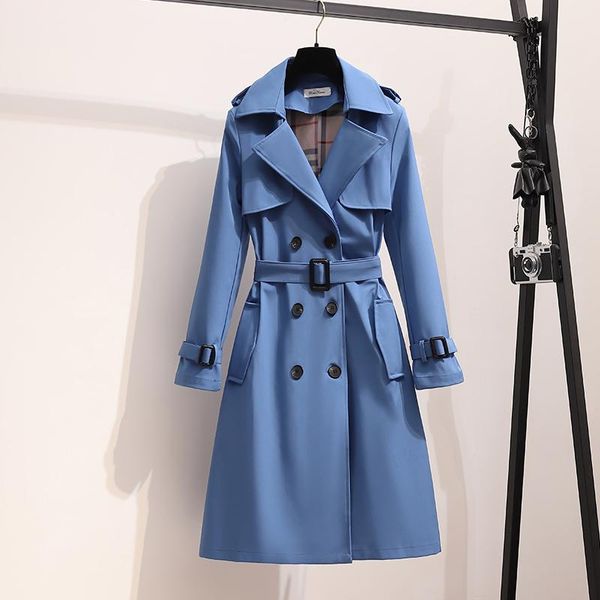 

womens trench coats designer autumn fashion elegant belt coat women loose mid-length windbreaker female casual long, Tan;black