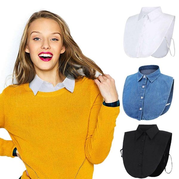 

women ladies fake false lapel half shirt style blouse detachable removable collar men women accessories neck decor polyes, White