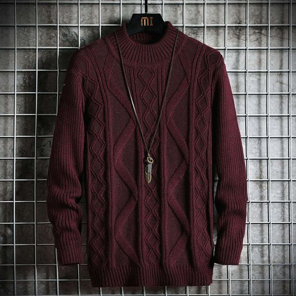 

high necked pullover autumn and winter trend slim fit youth thick bottomed shirt warm men's t-shirt, White;black