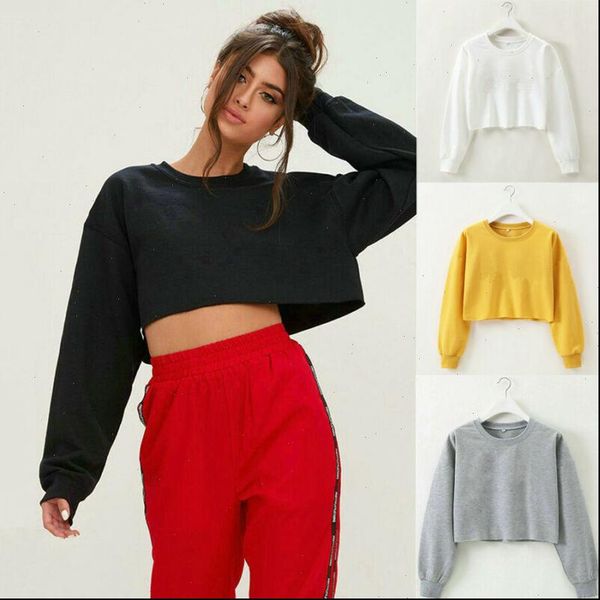 

new fashion elegant streetwear womens casual long sleeve jumper sweater crop pullover, Black