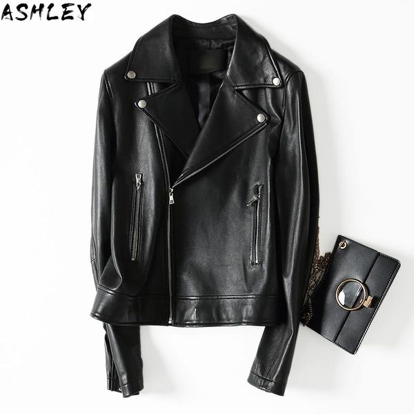 

women's leather & faux spring 2021 casual autumn genuine jacket real sheepskin coat for women short black slim jackets outerwear