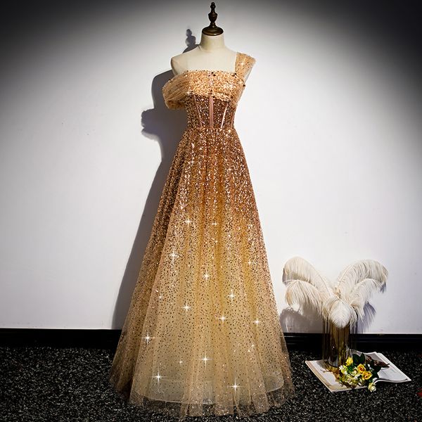 

gorgeous golden sequins one shoulder floor length prom party gown classic strapless bandage formal evening dress, Black;red