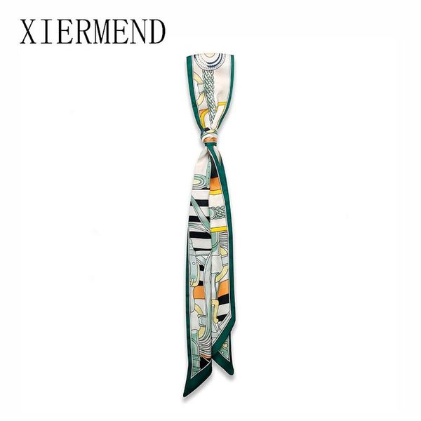 

scarves 2021 spring autumn small strip ribbon silk belt tied hair with scarf women skinny, Blue;gray