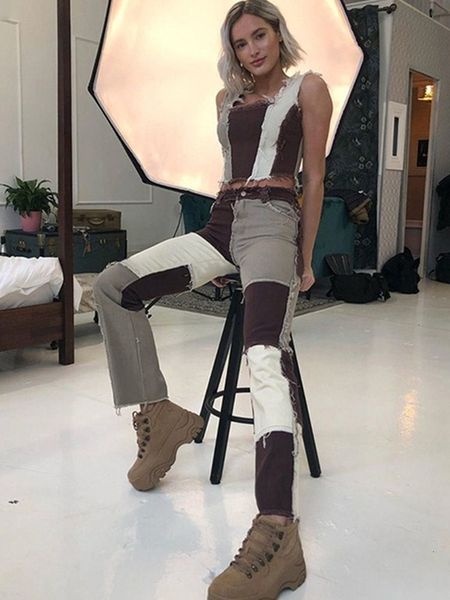 

new autumn fashion women's jeans stripe pattern of everyday hip hop style pants 2021 xiu2, Blue