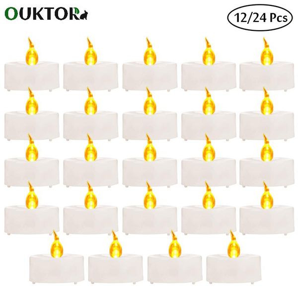 

candles 12/24pcs/lot led candle tea light battery powered night lights flameless wedding home party decoration fake