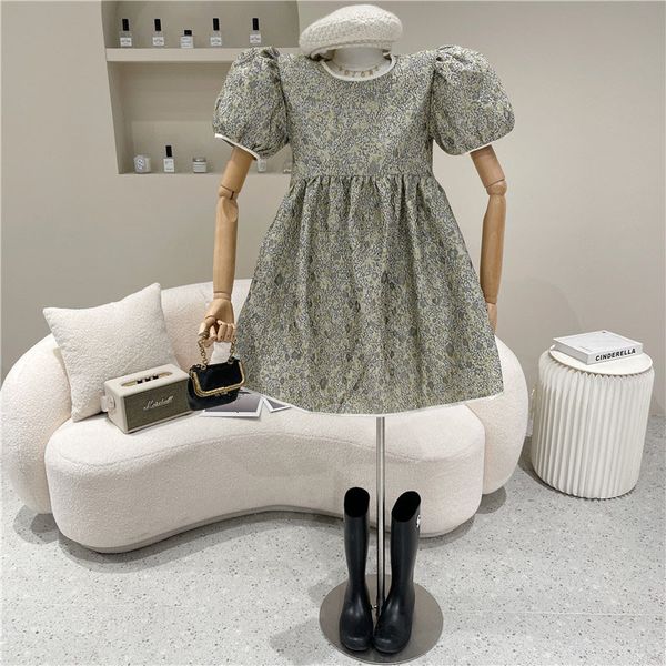 

female spring summer fashion retro floral bubble waist high bow tie short dress line pd9m, Black;gray