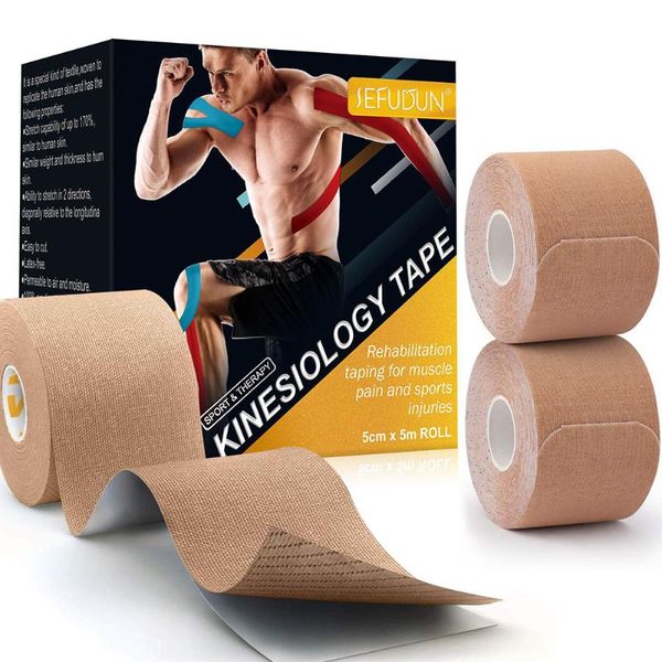 

elbow & knee pads 5m kinesiology tape elastic self-adhesive bandage relief fitness gym exercise, Black;gray