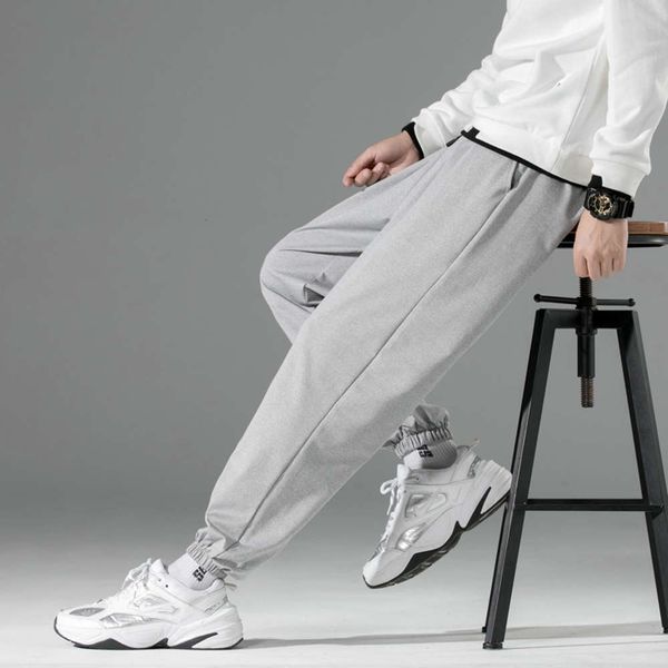 

basketball men's loose legged casual autumn new pai 9-point knitted fashion pants, Black