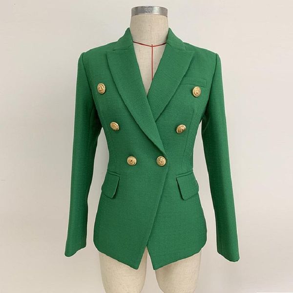 

women's suits & blazers olive green women double breasted metal lion buttons elegant business formal outwear, White;black