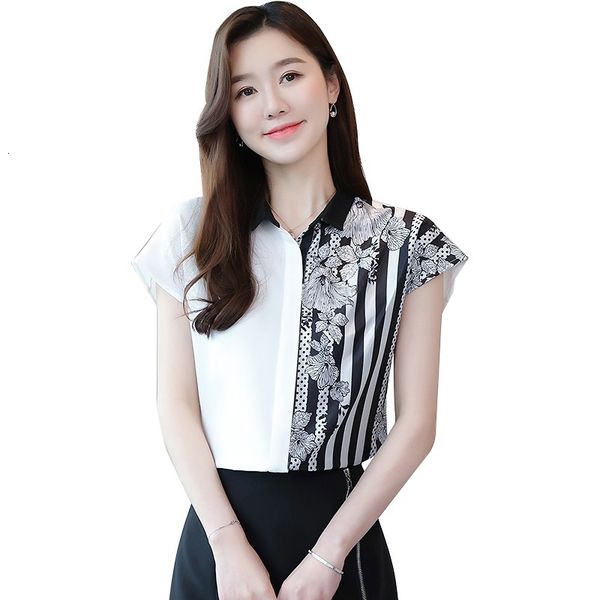 

women's shirts 2021 summer fashion chiffon solid shirt sew short women's shirt and blouses 99pd, Black