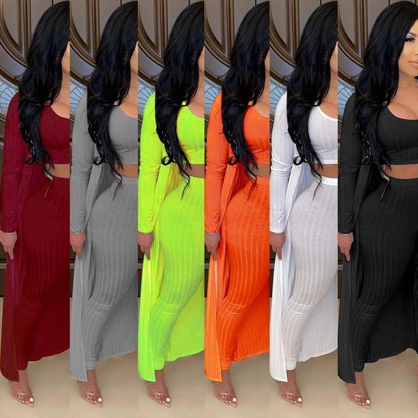 

fashion casual two piece set womens pants add long coat stretch knitted fabric tight multi color optional size s, White