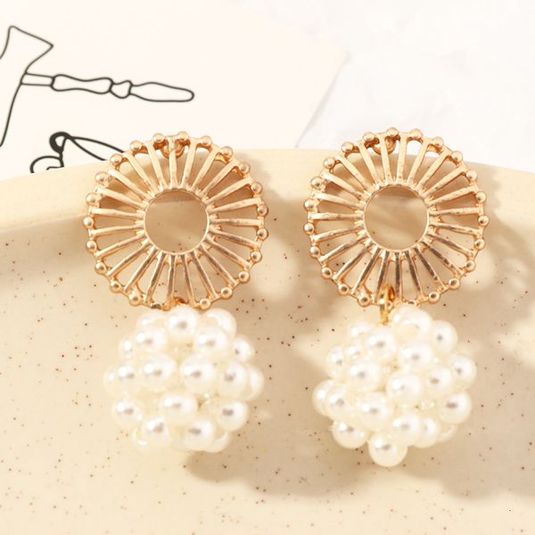 

ez1803 fashion jewelry personality creative geometric temperament versatile pearl pendant earrings, Silver