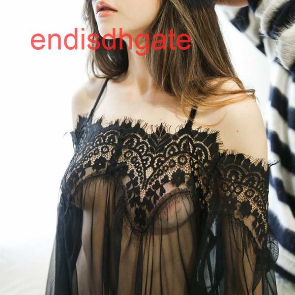 

long women's sleeve perspective suspender lingerie skirt, Black;white