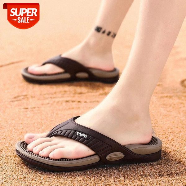 

massage flip-flops summer men slippers beach sandals comfortable men casual shoes fashion flip flops sell footwear 2019 #s10j, Black