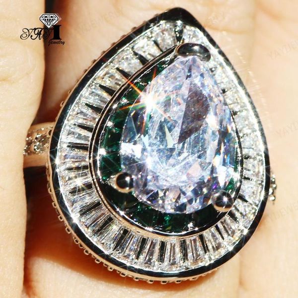 

cluster rings yayi jewelry fashion princess cut prong setting white + cubic zirconia silver color engagement wedding precious gift, Golden;silver