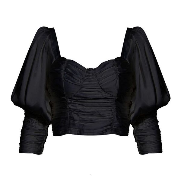 

2021 new autumn backless draped blouses elegant bow long sleeve white black blouse women p2zb