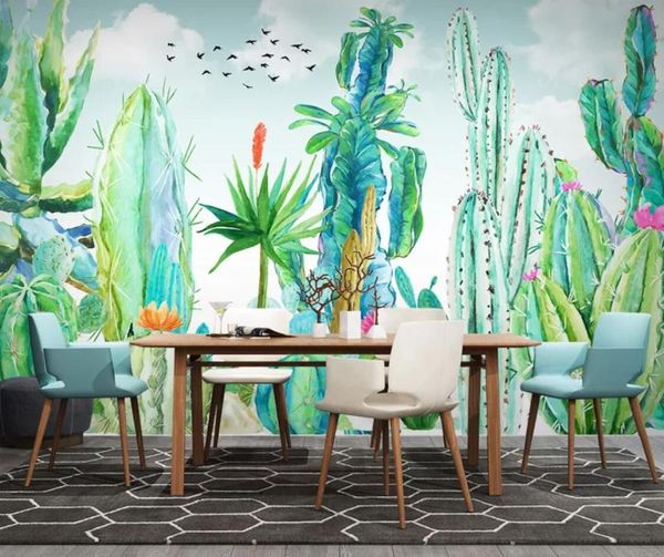 

wallpapers tropical cactus flower wallpaper mural 3d po wall murals luxury canvas waterproof cacti floral contact paper rolls