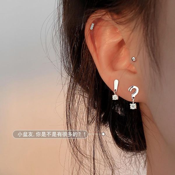 

stud earrings symbol for women exclamation mark zircon crystal creative vintage design fashion lady fine jewelry gifts boyulige, Golden;silver