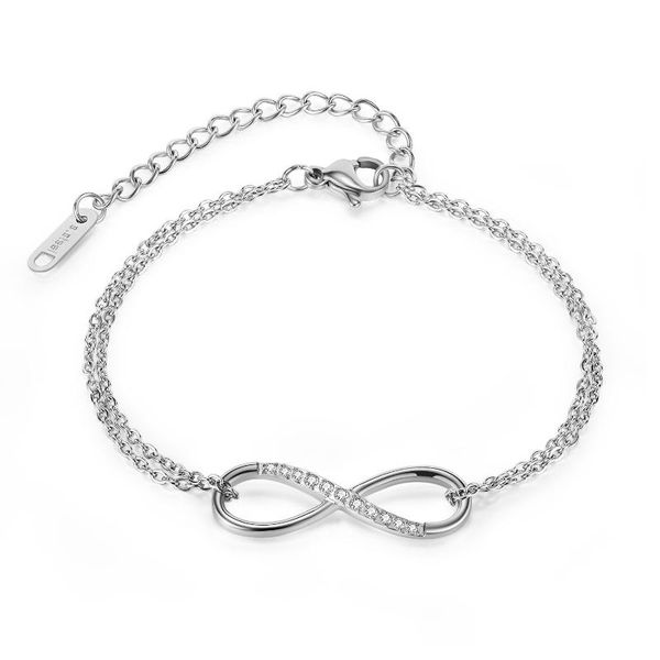 

charm bracelets jialy european 316l stainless steel 2 color cz infinity charms bracelet lobster clasp for women girl fashion jewelry, Golden;silver