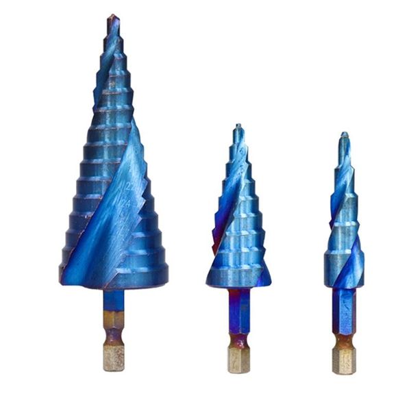 

professional drill bits blue coated step bit drilling power tools metal high speed steel wood hole cutter spiral core