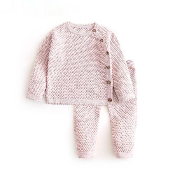 

clothing sets baby boys girls set 2021 spring autumn toddler knitting sweater suits infant solid clothes 0-3 years, White