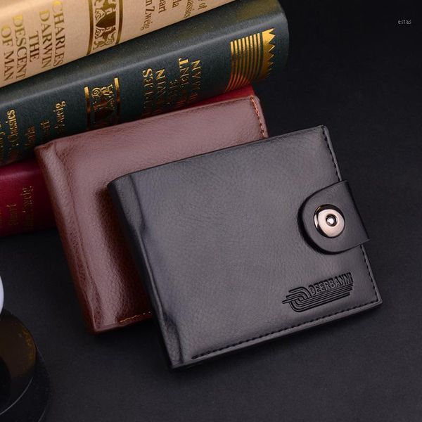 

men's short wallet litchi pattern fashion casual money pack wallets1, Red;black