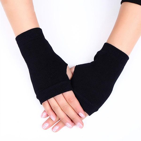 

five fingers gloves female winter fingerless without women cashmere warm hand wrist warmer mittens, Blue;gray