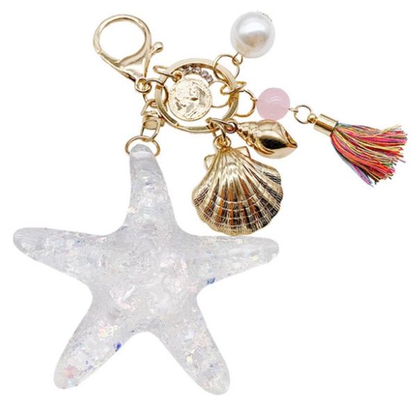 

bag parts & accessories fantasy cartoon sea world starfish keychain pentagram crystal key chain ladies car pendant jewelry, Black