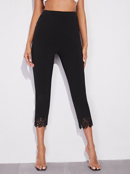 

lace hem pants f05s#, Black;white