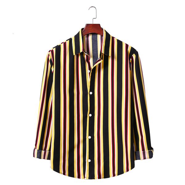 

2021 new casual striped men splicing designer brand slim fit shirts long sleeve shirt man summer men's clothing xmri 9p73, White;black