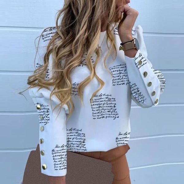 

women work blouse shirt fashion elegant long sleeve print office lady blouse back button down plus size s-3x, White