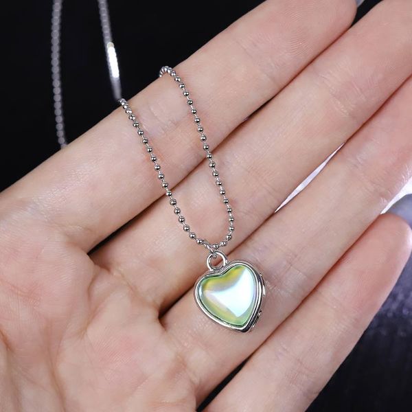 

pendant necklaces niche trend colorful love heart titanium steel material for women chokers fashion festival party gift jewelry, Silver