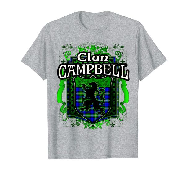 

scottish surname clan campbell tartan lion crest t-shirt, White;black
