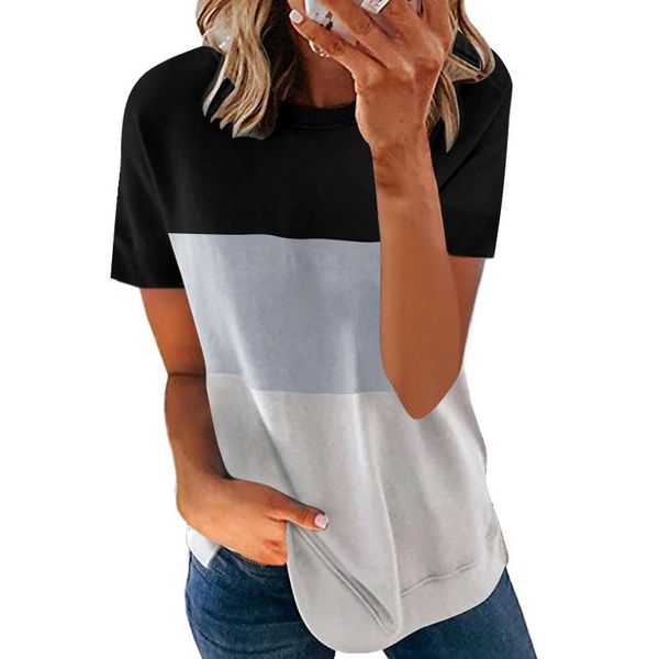 

women's t-shirt oversized tshirt ladies casual o-neck short sleeve loose t shirt plus size s-5xl women contrast patchwork summer 2021, White