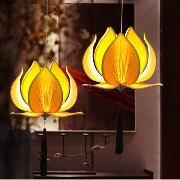 

pendant lamps chinese fabric chandelier classical lotus lamp temple hall living room modern kitchen lights hanging island light