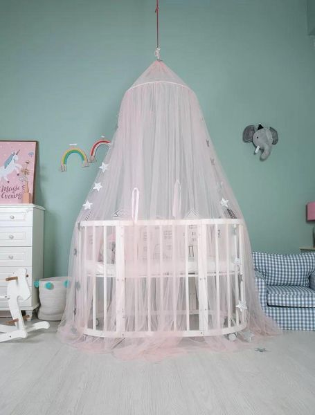 

kids room nursery decor netting canopy with crown silver stars garland mosquito boy girl room kids children canopy decor