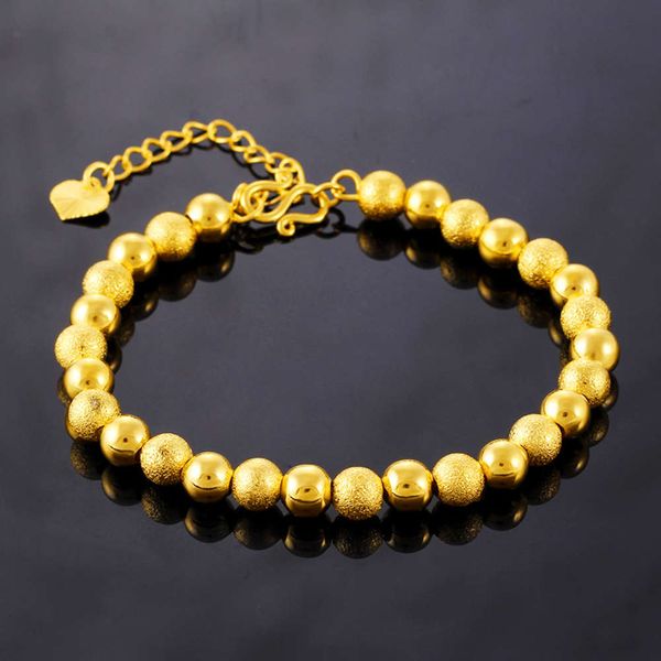 

fashion european coin buddha bead bracelet women's brass electroplating 24k color sand transfer frosted pearl hand jewelry, Black