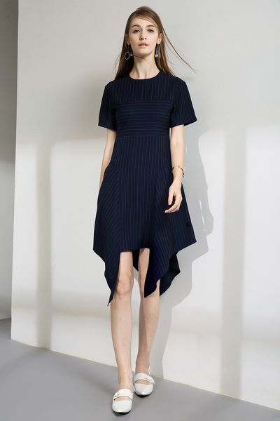 

2021 new office lady elegant asymmetrical slim formal suit short sleeve design striped black women rqp8, Black;gray