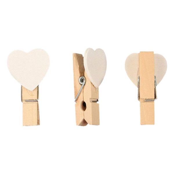 

filing supplies 40pcs love heart mini wooden po paper clips pegs for pos wedding decor craft-white