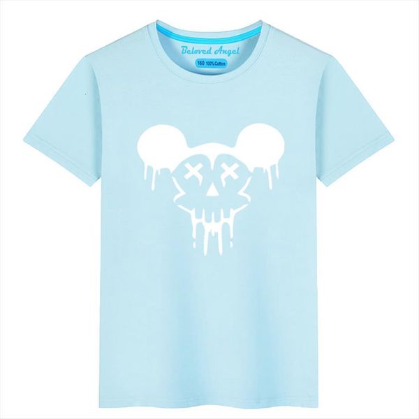 

brand kids children t shirt boys girls cartoon noctilucence luminous night shining sports tees, Blue