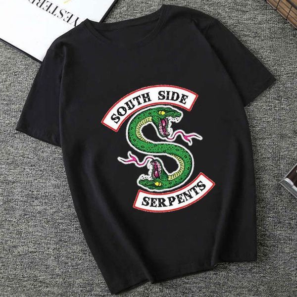 

riverdale summer women black t-shirt riverdale t shirt plus size south side serpents tshirt jughead fashion vintage harajuku top, White