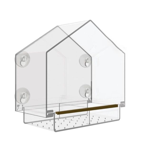 

bird feeder acrylic transparent window viewing bird feeders tray house pet water feeder suction cup mount house