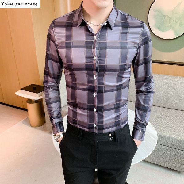 

high formal quality casual shirts 5xl korean men clothes british style check shirt men spring slim fit plaid shirt long sleeve, White;black