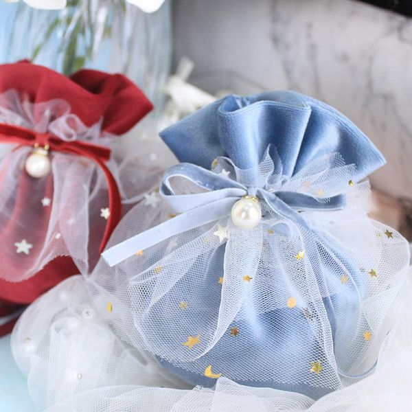 

gift wrap yarn skirt with pearl velvet storage bag creative wedding christmas decoration holiday party candy packaging